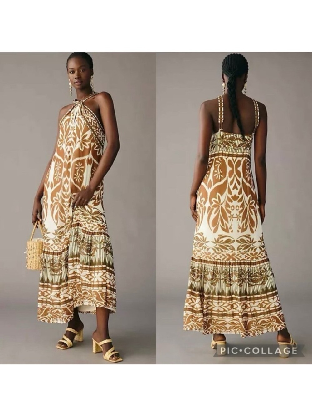 Anthropologie Vineet Bahl printed hal halter maxie dress